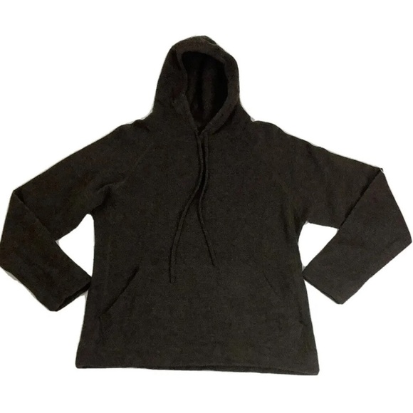 Modern Amusement Mens Sz L Lambswool Blend Knit Hoodie Brown Pullover Style - Picture 1 of 4